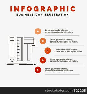 Design, designer, digital, tools, pencil Infographics Template for Website and Presentation. Line Gray icon with Orange infographic style vector illustration. Vector EPS10 Abstract Template background