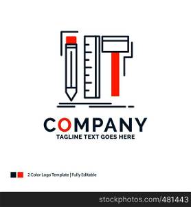 Design, designer, digital, tools, pencil Logo Design. Blue and Orange Brand Name Design. Place for Tagline. Business Logo template.