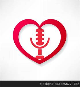design element heart with microphone