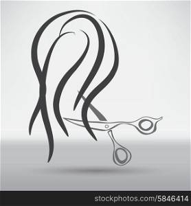 Design elements for barber shop . Women hairstyle