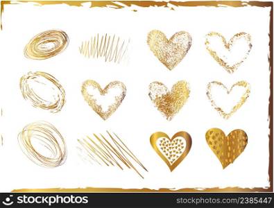 Design elements for greeting cards for Valentine&rsquo;s day. Set of symbols heart isolated on white