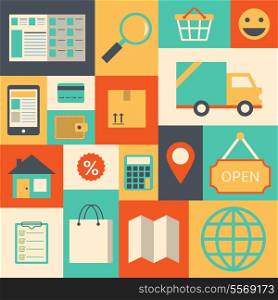 Design elements for online supermarket of digital goods and delivery vector illustration