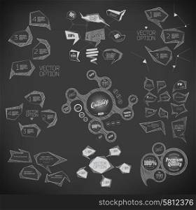 Design elements for options of drawing with chalk on blackboard