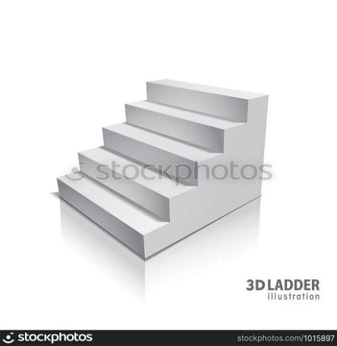 Design elements White stairs realistic illustration design with shadow on transparent background.. Design elements White stairs realistic illustration design with shadow on transparent background. 3D Stand on isolated. Illustration for promotional presentation