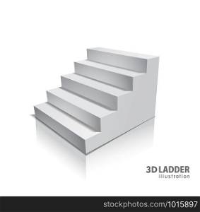 Design elements White stairs realistic illustration design with shadow on transparent background.. Design elements White stairs realistic illustration design with shadow on transparent background. 3D Stand on isolated. Illustration for promotional presentation