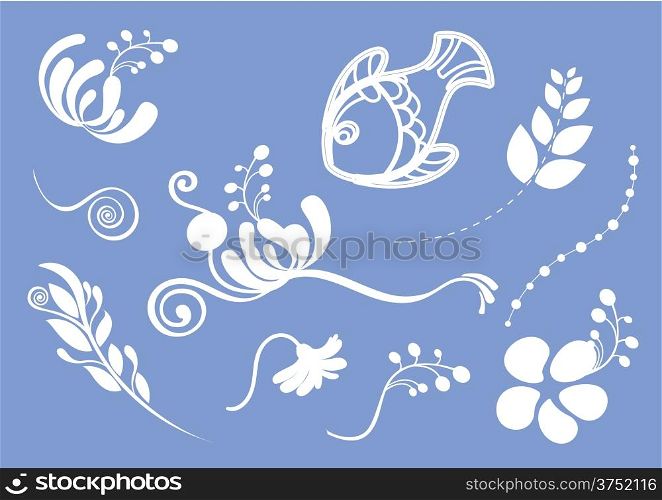 Design elements with beautiful floral patterns. This floral design elements can be used for wallpaper, card design, web page background, eps10, surface textures, and pattern fills