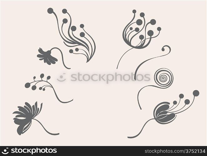 Design elements with beautiful floral patterns. This floral design elements can be used for wallpaper, card design, web page background, eps10, surface textures, and pattern fills