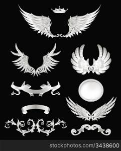 Design elements with wings, high quality 10eps