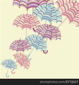 Design ellement with cute umbrellas. Vector illustration.. Design ellement with cute umbrellas. Vector illustration