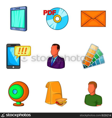 Design engineer icons set. Cartoon set of 9 design engineer vector icons for web isolated on white background. Design engineer icons set, cartoon style