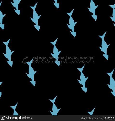 Design for gift wrap, pillows, packaging, branding, scrapbooking, towels, bedding, purses, bags. Design print for textile, background, wallpaper, wrapping, banner. Also use it in a social media or web design background image.. Fish on black background seamless pattern vector desaign