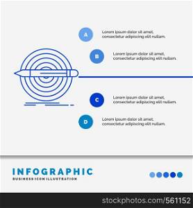 Design, goal, pencil, set, target Infographics Template for Website and Presentation. Line Blue icon infographic style vector illustration. Vector EPS10 Abstract Template background