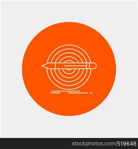 Design, goal, pencil, set, target White Line Icon in Circle background. vector icon illustration. Vector EPS10 Abstract Template background