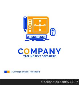 design, Graphic, Tool, Software, web Designing Blue Yellow Business Logo template. Creative Design Template Place for Tagline.