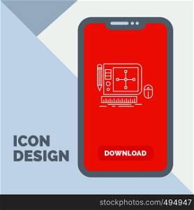 design, Graphic, Tool, Software, web Designing Line Icon in Mobile for Download Page. Vector EPS10 Abstract Template background