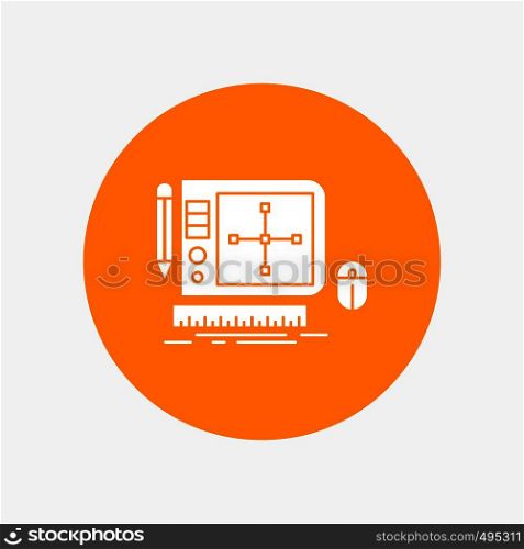 design, Graphic, Tool, Software, web Designing White Glyph Icon in Circle. Vector Button illustration. Vector EPS10 Abstract Template background
