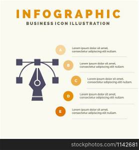 Design, Graphic, Tool Solid Icon Infographics 5 Steps Presentation Background