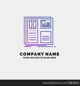 Design, grid, interface, layout, ui Purple Business Logo Template. Place for Tagline. Vector EPS10 Abstract Template background