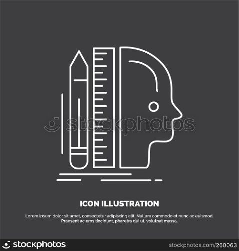 Design, human, ruler, size, thinking Icon. Line vector symbol for UI and UX, website or mobile application