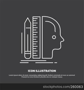 Design, human, ruler, size, thinking Icon. Line vector symbol for UI and UX, website or mobile application