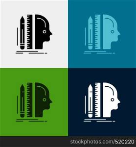 Design, human, ruler, size, thinking Icon Over Various Background. glyph style design, designed for web and app. Eps 10 vector illustration. Vector EPS10 Abstract Template background