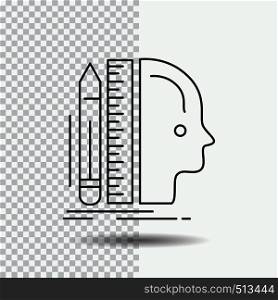 Design, human, ruler, size, thinking Line Icon on Transparent Background. Black Icon Vector Illustration. Vector EPS10 Abstract Template background