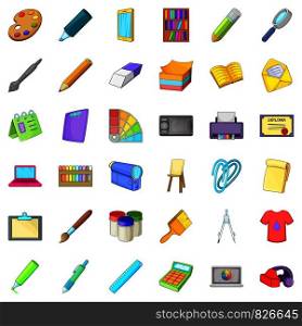 Design icons set. Cartoon style of 36 design vector icons for web isolated on white background. Design icons set, cartoon style