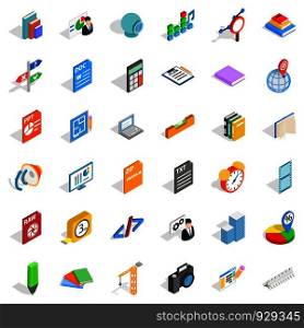 Design icons set. Isometric style of 36 design vector icons for web isolated on white background. Design icons set, isometric style