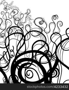 Design Illustration of Black and White Abstract Swirl Ornament