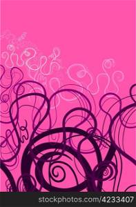 Design Illustration of Pink and Purple Abstract Swirl Ornament