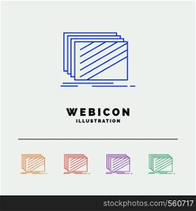 Design, layer, layout, texture, textures 5 Color Line Web Icon Template isolated on white. Vector illustration. Vector EPS10 Abstract Template background