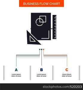 Design, layout, page, sketch, sketching Business Flow Chart Design with 3 Steps. Glyph Icon For Presentation Background Template Place for text.. Vector EPS10 Abstract Template background