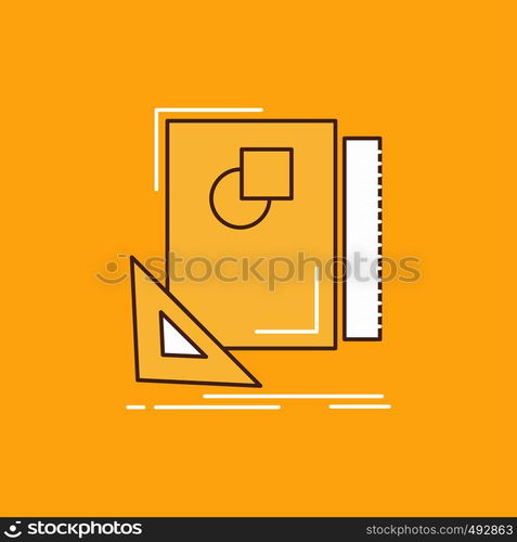 Design, layout, page, sketch, sketching Flat Line Filled Icon. Beautiful Logo button over yellow background for UI and UX, website or mobile application. Vector EPS10 Abstract Template background