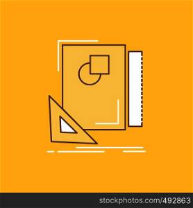 Design, layout, page, sketch, sketching Flat Line Filled Icon. Beautiful Logo button over yellow background for UI and UX, website or mobile application. Vector EPS10 Abstract Template background