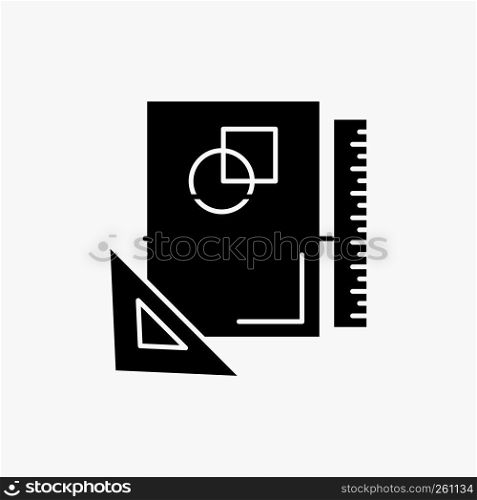 Design, layout, page, sketch, sketching Glyph Icon. Vector isolated illustration