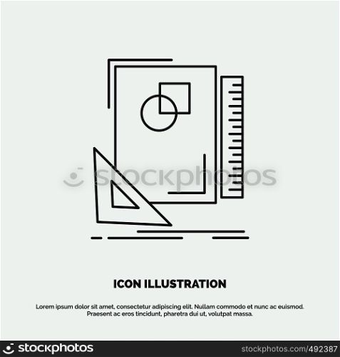 Design, layout, page, sketch, sketching Icon. Line vector gray symbol for UI and UX, website or mobile application. Vector EPS10 Abstract Template background