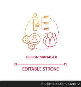 Design manager, agency executive concept icon. Studio management idea thin line illustration. Workshop structure, executive official duties. Vector isolated outline RGB color drawing