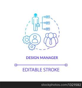 Design manager, workshop executive concept icon. Studio work control idea thin line illustration. Workshop structure, leader and subordinates. Vector isolated outline RGB color drawing