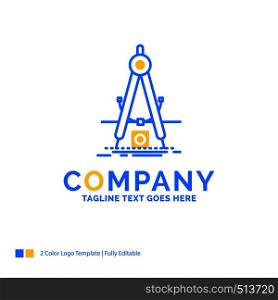 Design, measure, product, refinement, Development Blue Yellow Business Logo template. Creative Design Template Place for Tagline.