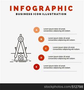 Design, measure, product, refinement, Development Infographics Template for Website and Presentation. Line Gray icon with Orange infographic style vector illustration. Vector EPS10 Abstract Template background