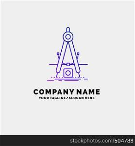 Design, measure, product, refinement, Development Purple Business Logo Template. Place for Tagline. Vector EPS10 Abstract Template background