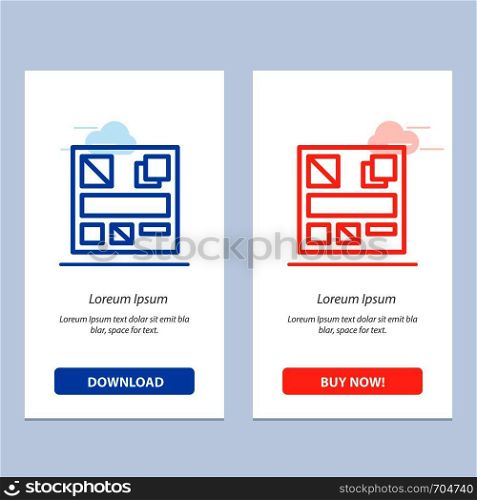 Design, Mockup, Web Blue and Red Download and Buy Now web Widget Card Template