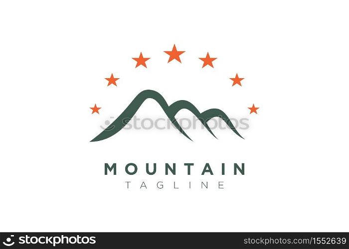 Design of a combination of mountain and stars. Minimalist and simple vector