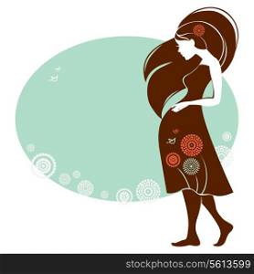 Design of card with silhouette of pregnant woman &#x9;