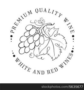Design of logo for wine with grapes. Vector illustration.