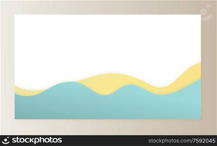 Design of web page vector, business banner abstraction. Background white and blue color, abstract formless shapes, creative theme for site or presentation. 3D paper. Design of Web Page, Business Banner Abstraction