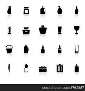 Design package icons with reflect on white background, stock vector