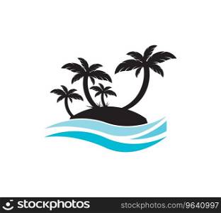 Design palm and sun logo summer sign or symbol Vector Image