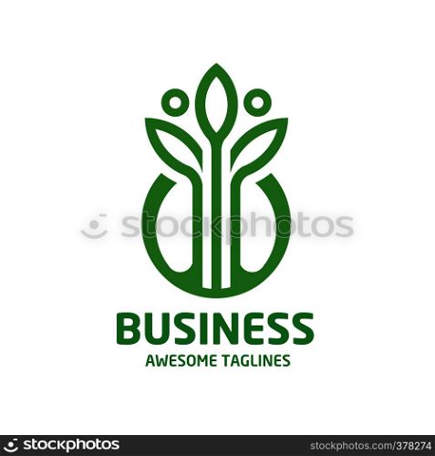 Design shape leaf logo and circle green color, Leaf logo eco graphic creative template, green environment decoration modern logo