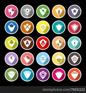 Design shield flat icons with long shadow, stock vector